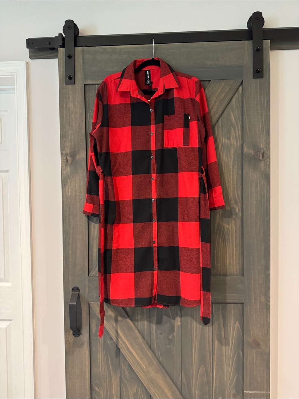 NWT Agnes & Dora Red and Black Buffalo Plaid Shirt Dress